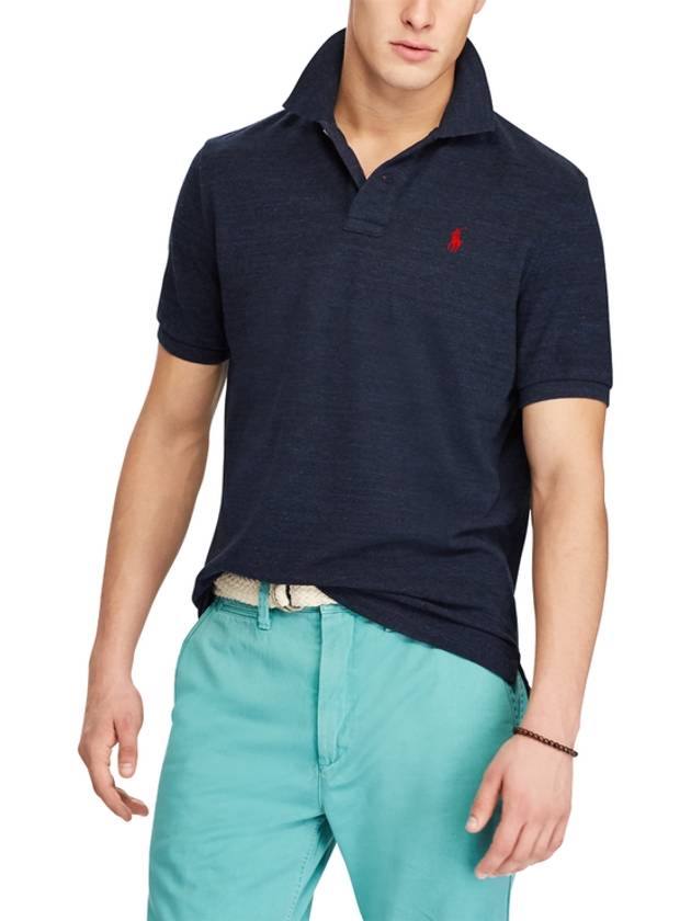 Custom slim fit navy PK pique shirt collar tee - POLO RALPH LAUREN - BALAAN 1