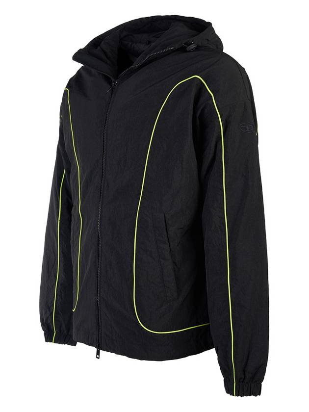 Padded Wrinkle Nylon Hooded Jacket Black - DIESEL - BALAAN 3