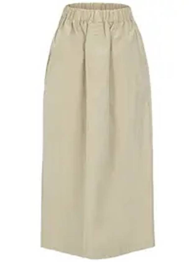 Crinkle banding A line skirt beige - CALLAITE - BALAAN 1