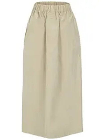 Crinkle banding A line skirt beige - CALLAITE - BALAAN 1