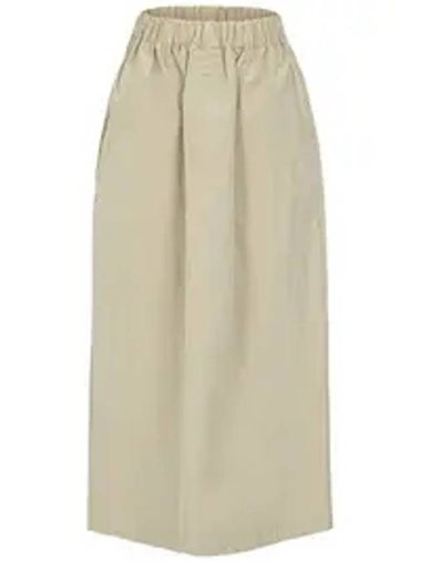 Crinkle banding A line skirt beige - CALLAITE - BALAAN 1