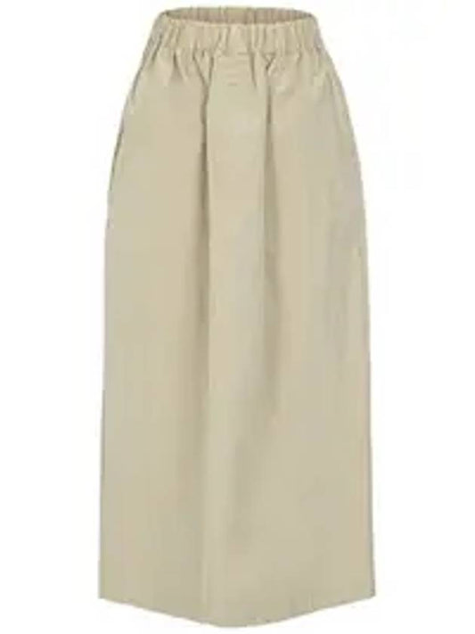 Crinkle banding A line skirt beige - CALLAITE - BALAAN 1