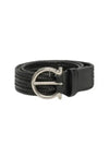 Logo Engraved Buckle Leather Belt Black - SALVATORE FERRAGAMO - BALAAN 2