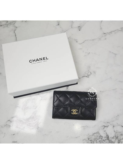 Classic Card Holder Lambskin Gold Black - CHANEL - BALAAN 2