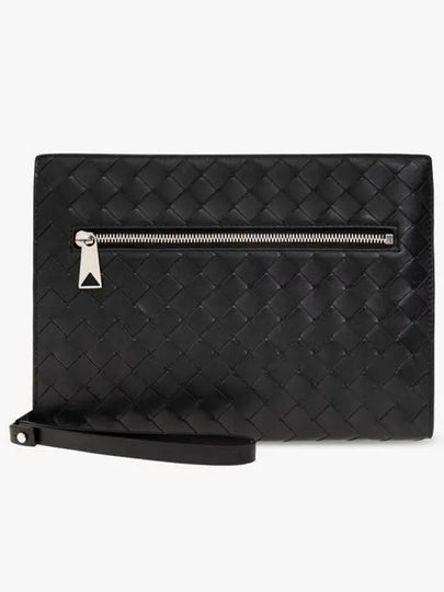 Intrecciato Zipper Small Clutch Bag Black - BOTTEGA VENETA - BALAAN 2