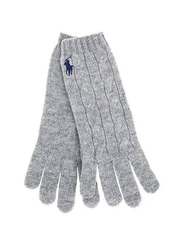 Logo Knit Gloves Grey - POLO RALPH LAUREN - BALAAN 1