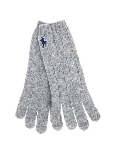 Logo Knit Gloves Grey - POLO RALPH LAUREN - BALAAN 1