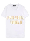 Gold Logo Print Short Sleeve T-shirt White - BALMAIN - BALAAN 2