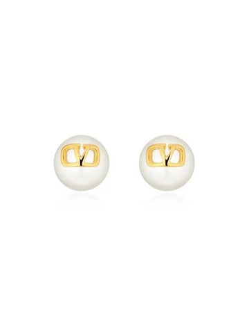 Valentino 3W2J0E35 UXM 0O3 J0E35 Garavani V logo pearl earrings - RED VALENTINO - BALAAN 1