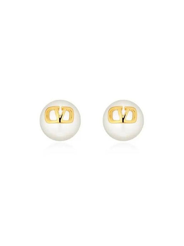 Valentino 3W2J0E35 UXM 0O3 J0E35 Garavani V logo pearl earrings - RED VALENTINO - BALAAN 1