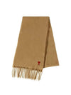 Small Heart Logo Wool Scarf Beige - AMI - BALAAN 3