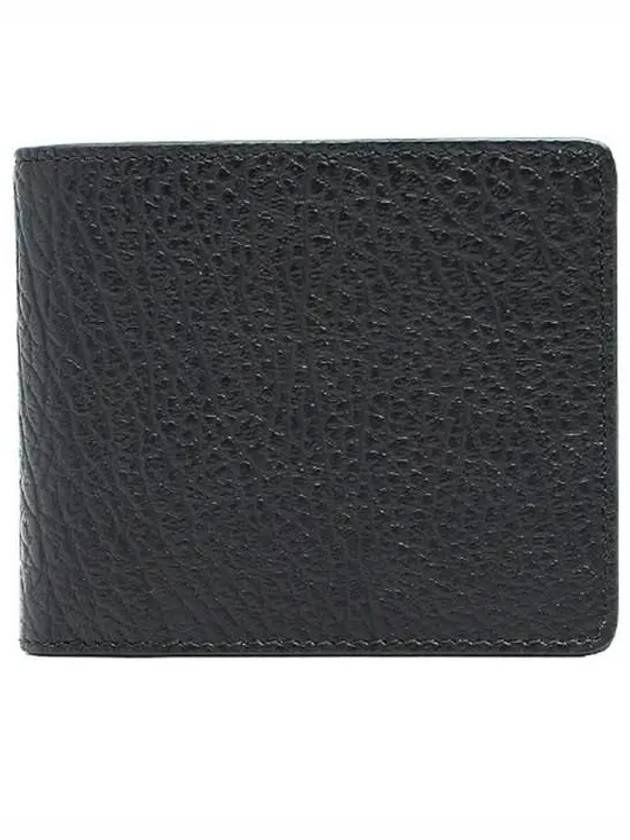 Stitched Leather Bifold Half Wallet Black - MAISON MARGIELA - BALAAN 3