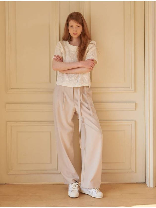 Waist string wide pants beige - CORCA - BALAAN 2