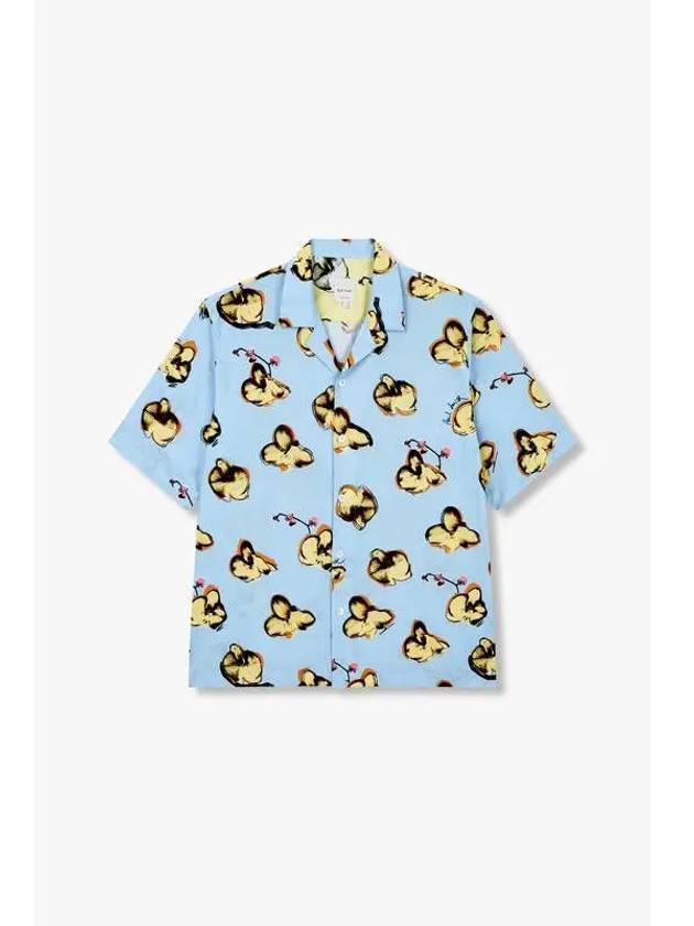 Men s Flower Pattern Short Sleeve Shirt Sky Blue - PAUL SMITH - BALAAN 1