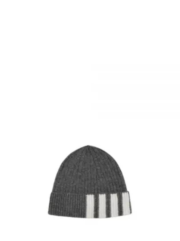 4 Bar Stripe Cashmere Beanie Grey - THOM BROWNE - BALAAN 2