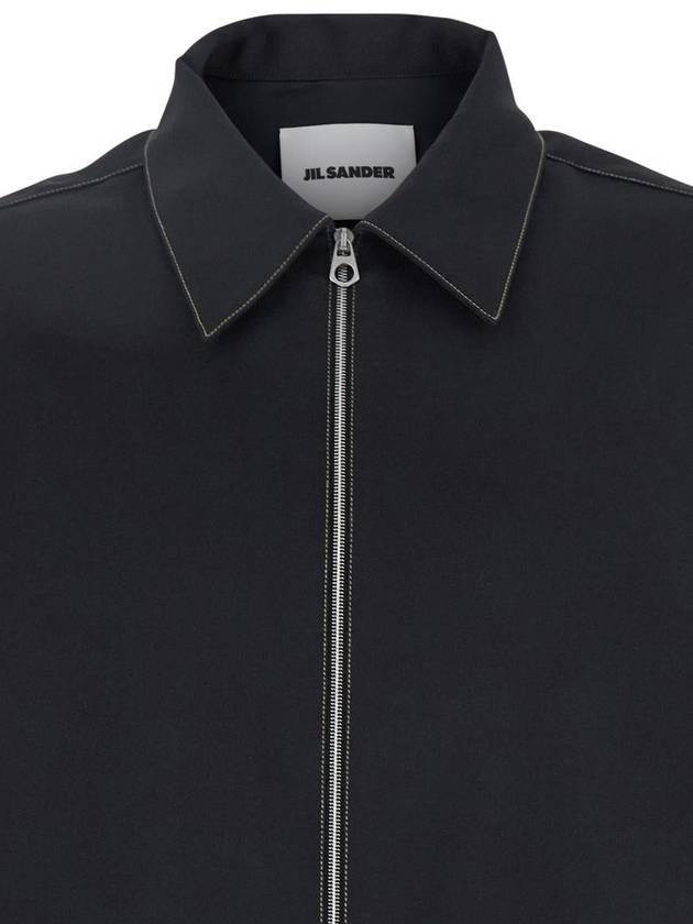 Black Zip-Up Shirt With Contrasting Stitching In Tech Fabric Man - JIL SANDER - BALAAN 3