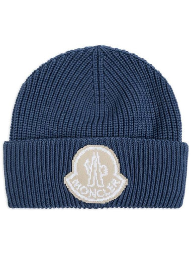 logo-patch virgin-wool beanie hat - MONCLER - BALAAN 1