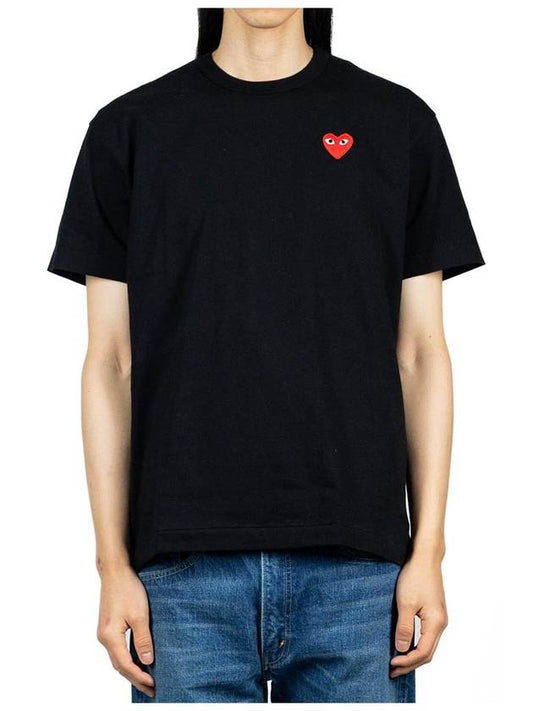 /AZ T108 051/Red Wappen Patch Black Short Sleeve TShirt - COMME DES GARCONS - BALAAN 1