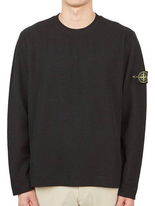 Men's Wappen Patch Crewneck Knit Sweatshirt Black - STONE ISLAND - BALAAN 2