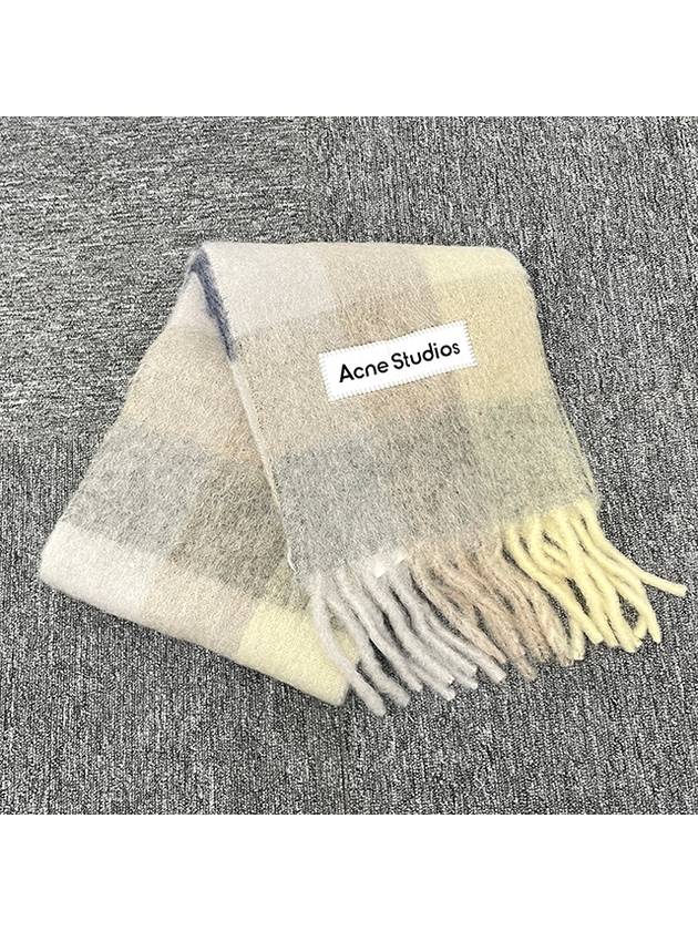 Check Mohair Muffler Vanilla Beige Lavender - ACNE STUDIOS - BALAAN 4