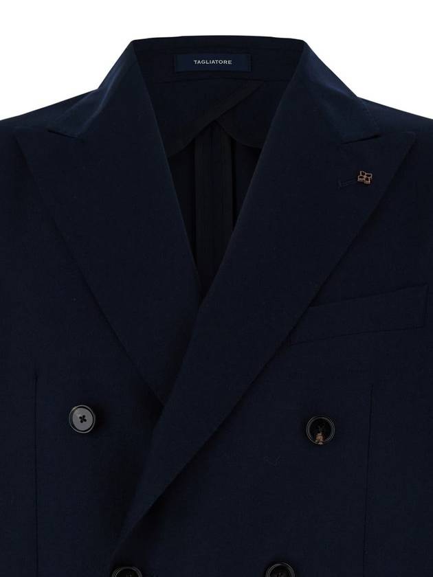 Blue Double Breasted Jacket In Cashmere Man - TAGLIATORE - BALAAN 3