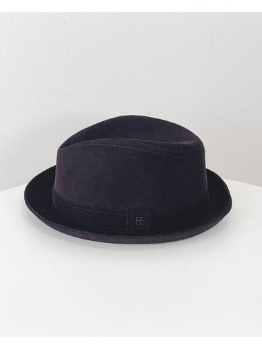 Vintage Women s Purple Corduroy Fedora 58cm 2JHEH4219 - HERMES - BALAAN 1