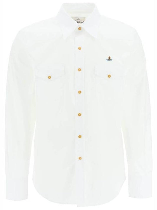 ORB Logo Cotton Long Sleeve Shirt White - VIVIENNE WESTWOOD - BALAAN 1