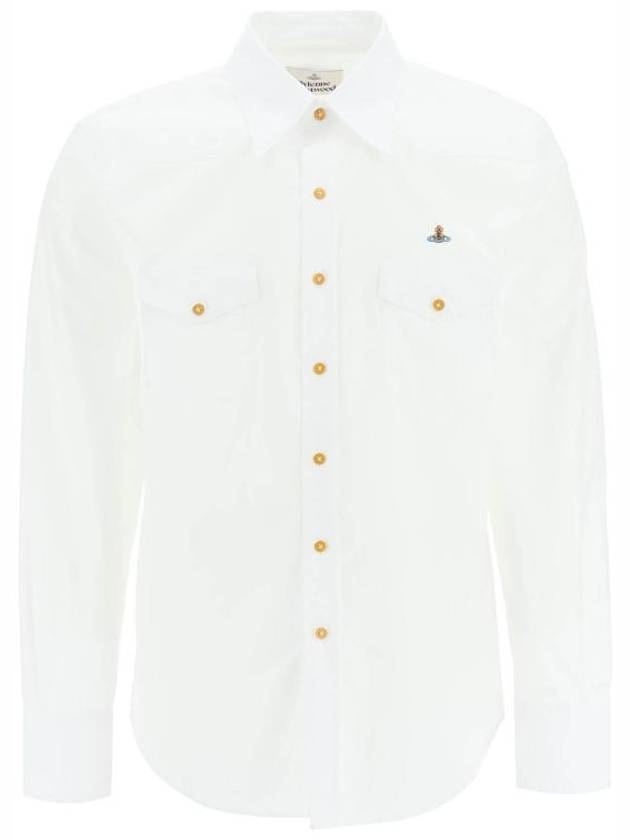 ORB Logo Cotton Long Sleeve Shirt White - VIVIENNE WESTWOOD - BALAAN.