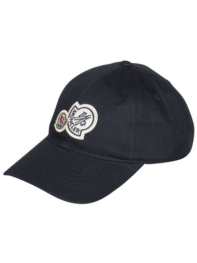 Double Logo Patch Ball Cap Night Blue - MONCLER - BALAAN.