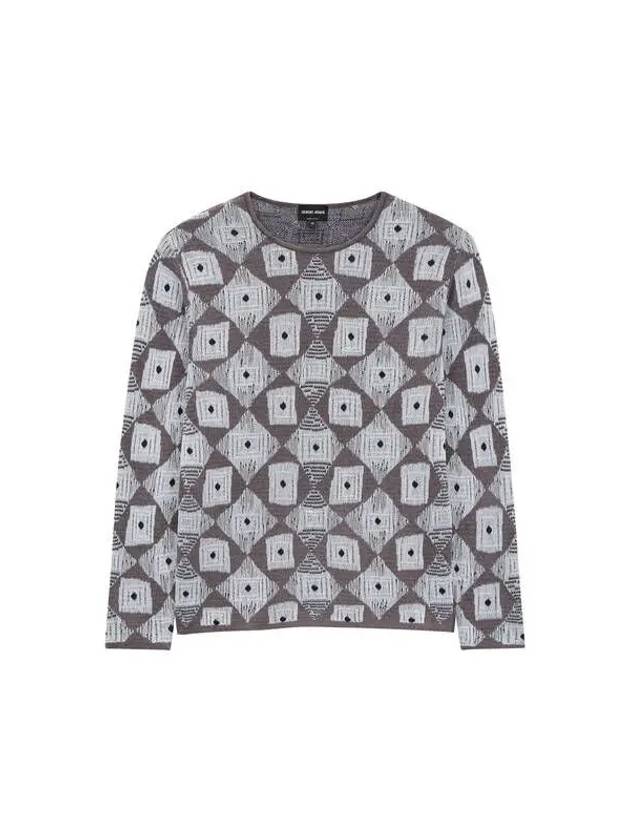 Men s Multi Jacquard Easy Knit Dark Gray - GIORGIO ARMANI - BALAAN 1