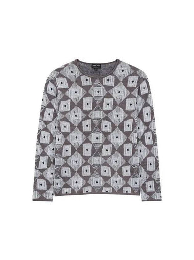 Men s Multi Jacquard Easy Knit Dark Gray - GIORGIO ARMANI - BALAAN 1