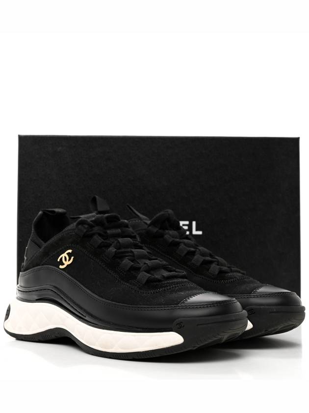 Mixed Fibers Velvet Calfskin Low Top Sneakers Black - CHANEL - BALAAN 8