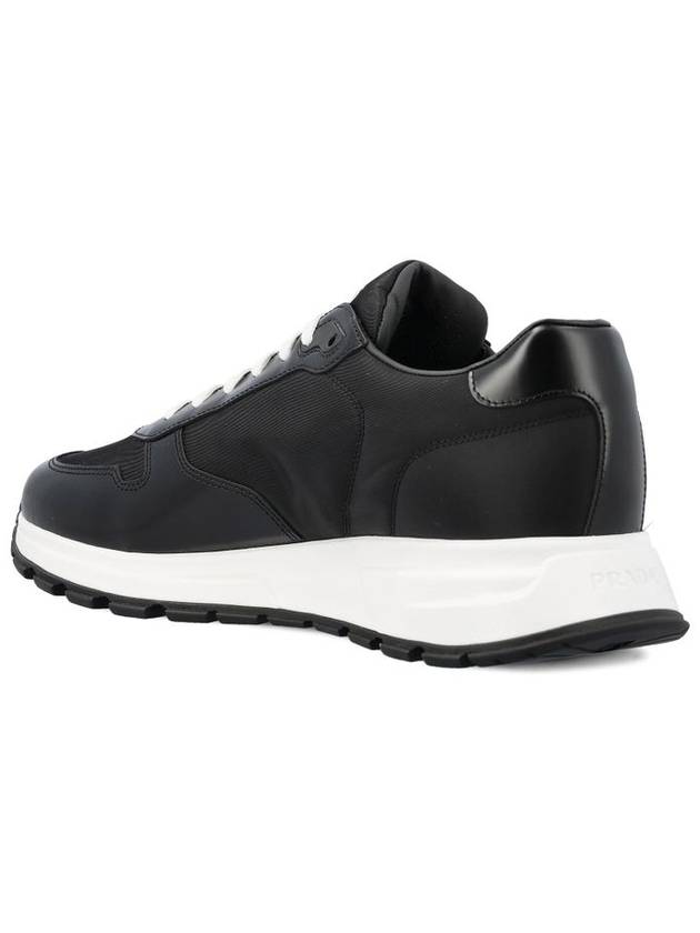 Prax 01 Re-Nylon Brushed Leather Low-Top Sneakers Black - PRADA - BALAAN 4