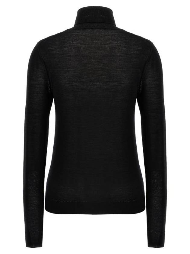 Cassandre Wool Turtle Neck Black - SAINT LAURENT - BALAAN 3