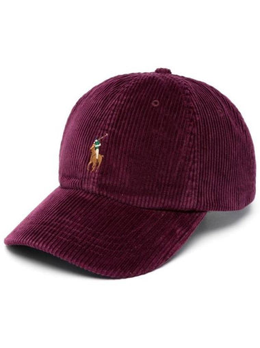 Pony Embroidery Corduroy Ball Cap Red - POLO RALPH LAUREN - BALAAN 1