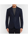 Men's Unstitched Boy Wool Blazer Jacket Navy - THOM BROWNE - BALAAN.