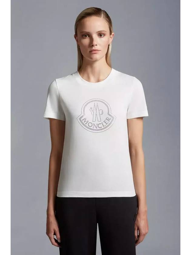 Crystal Logo Short Sleeve T-Shirt White - MONCLER - BALAAN 3