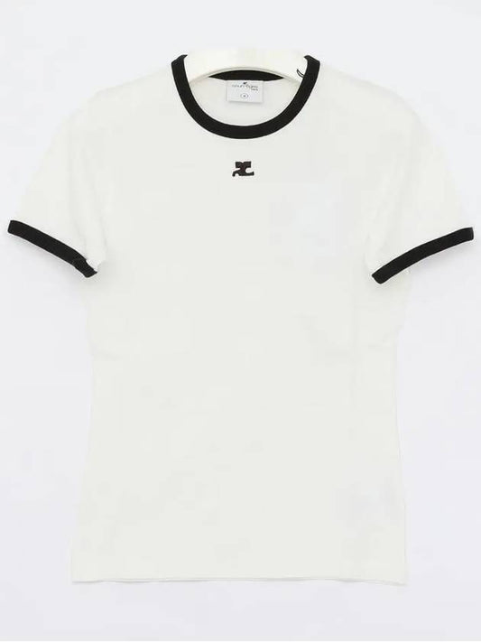 Contrast Signature Short Sleeve T-Shirt White - COURREGES - BALAAN 2