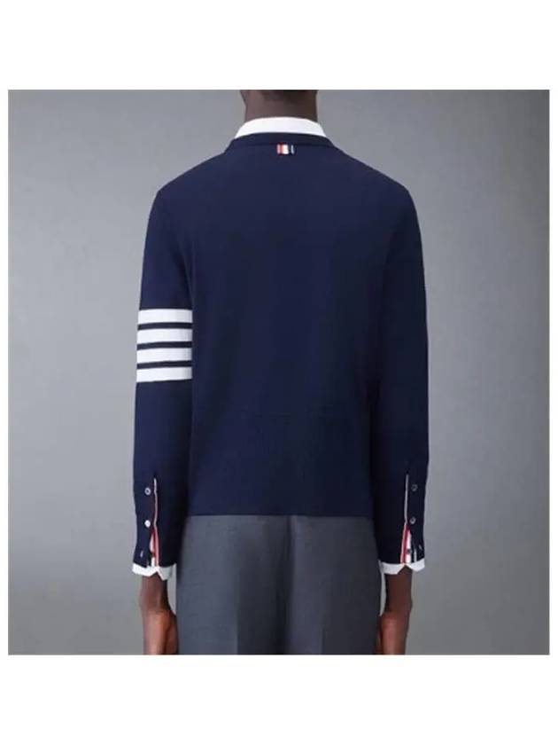 Hector 4-Bar Crewneck Pullover Merino Wool Knit Top Navy - THOM BROWNE - BALAAN 3