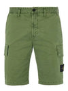 Logo Patch Cargo Bermuda Shorts Green - STONE ISLAND - BALAAN 2