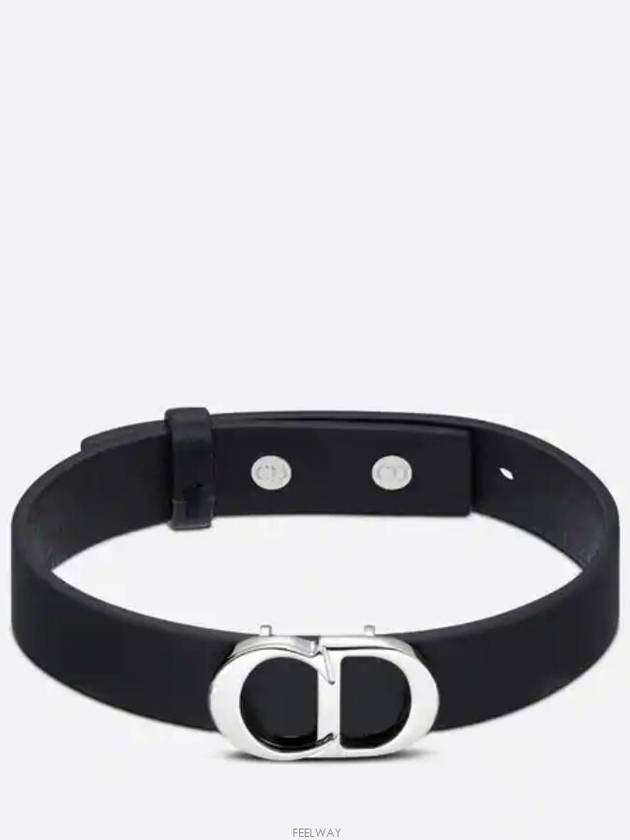 Silver CD Icon Leather Bracelet Black - DIOR - BALAAN 2