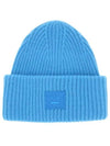 Face Patch Ribbed Wool Beanie Sapphire Blue - ACNE STUDIOS - BALAAN 2