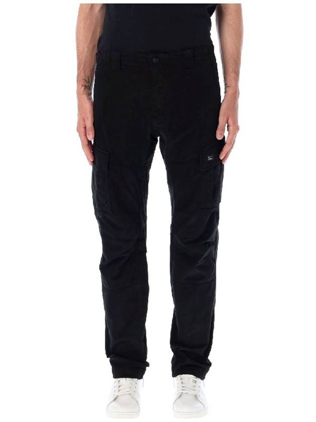 Stretch Sateen Cargo Straight Pants Black - CP COMPANY - BALAAN 2