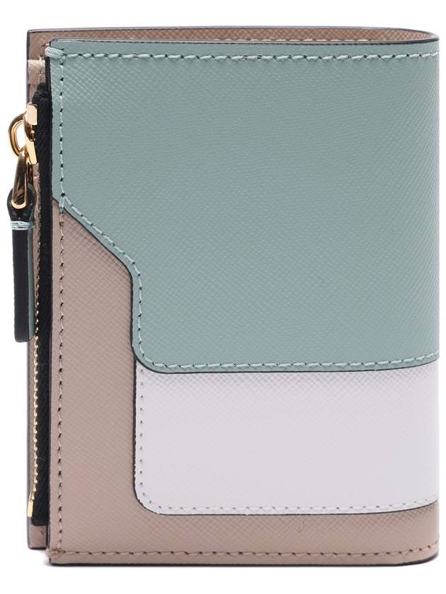 Color Block Leather Half Wallet Green - MARNI - BALAAN 5