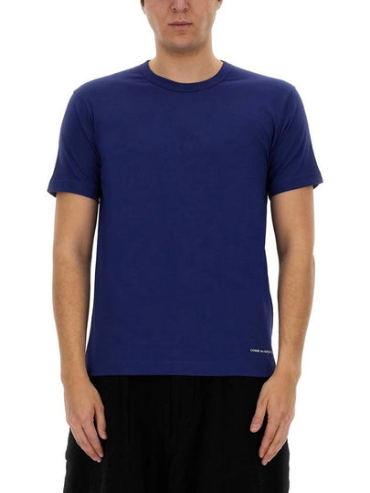 Man's Logo Short Sleeve T Shirt Blue - COMME DES GARCONS - BALAAN 2