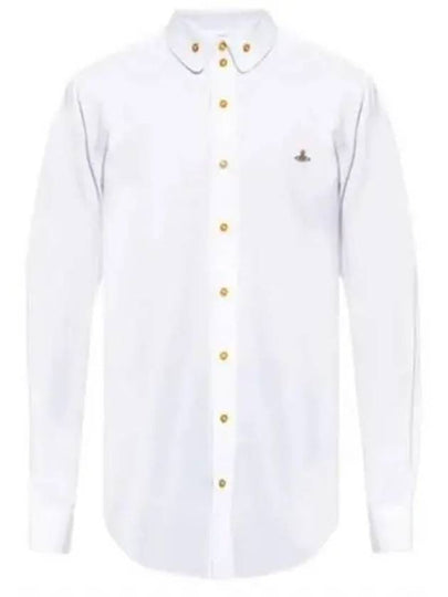 Men's Embroidered ORB Logo Long Sleeve Shirt White - VIVIENNE WESTWOOD - BALAAN 2