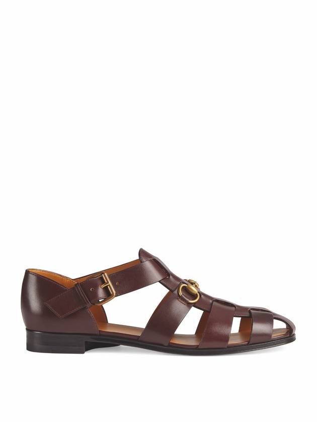 Horsebit Sandals Burgundy - GUCCI - BALAAN.