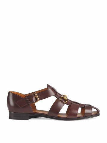 Horsebit Sandals Burgundy - GUCCI - BALAAN 1