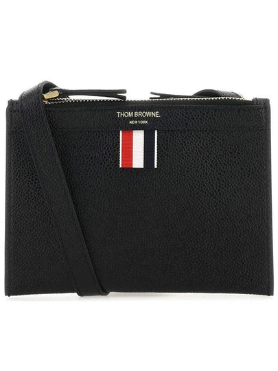 Document Holder Pebble Grain Leather Mini Cross Bag Black - THOM BROWNE - BALAAN 2