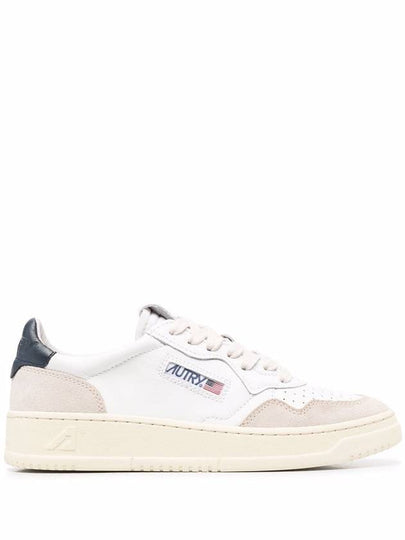 Women's Leather Suede Medalist Low Top Sneakers White Blue - AUTRY - BALAAN 2